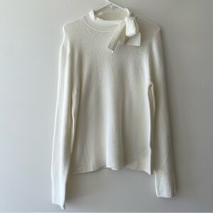 J. Crew White Crew Neck Sweater with Bow